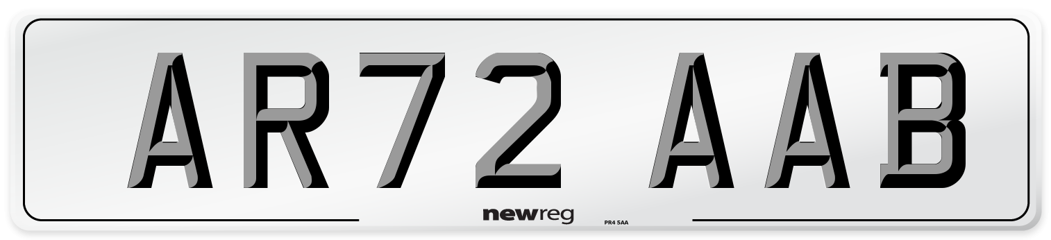 AR72 AAB Number Plate from New Reg